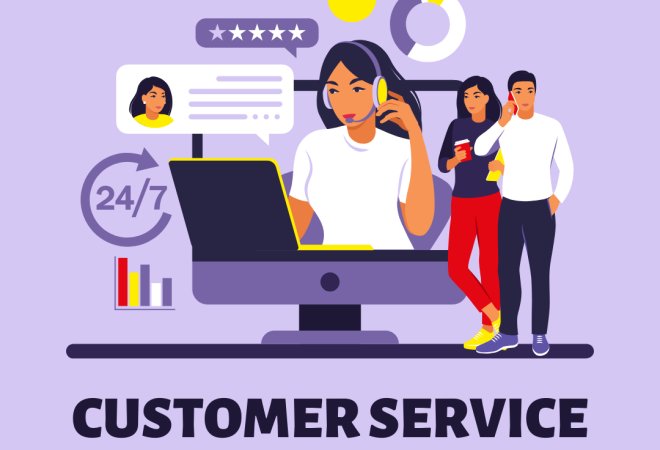 Purple Customer Support Online Service Illustration Instagram Post (1)
